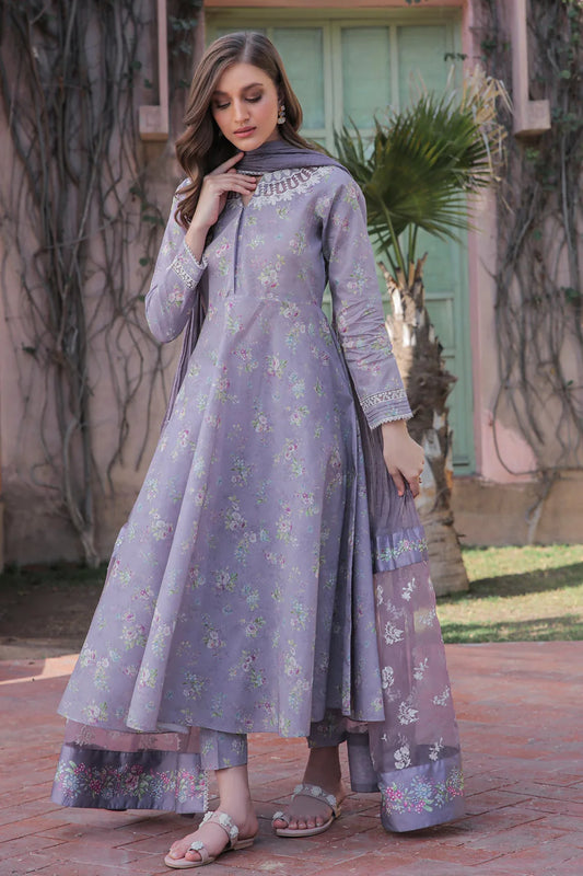 EMBROIDERED LAWN PURPLE 3-PIECE SUIT - BAROQUE